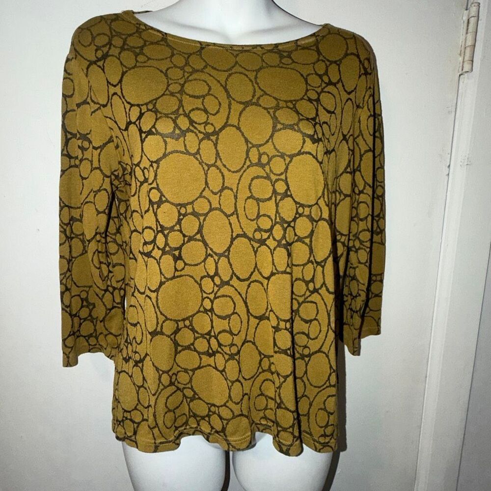 CUT LOOSE Brass Ring Jacquard 3/4 Sleeve Top-S